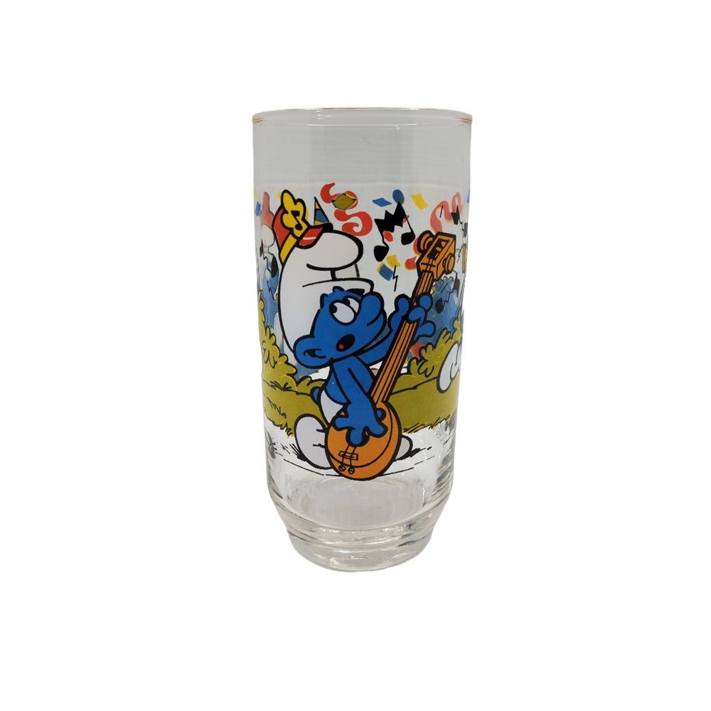 vintage 1982 peyo wallace berrie harmony smurf collectible drinking glass